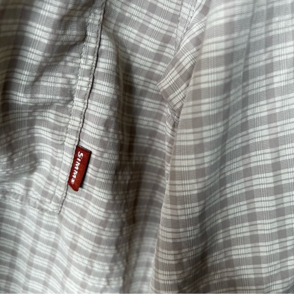 Simms Shirt Tan Plaid Checkered Button Down Fishing Outdoors Plaid Hiking Small - Picture 4 of 10